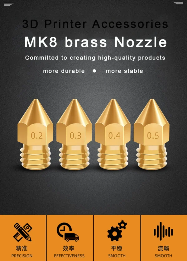 Color: WHITE, Size: 1.4mm - 5/10pcs MK8 Brass Nozzle 1.75/3.0mm Filament Extruder Print Head Nozzle 0.2/0.3/0.4/0.5mm for CR10 CR10S Ender3 3D Printer Parts