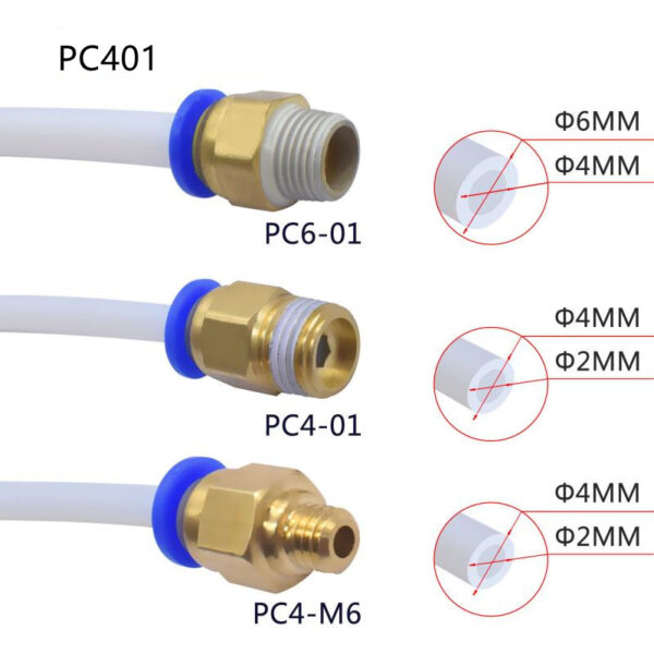 Color: Yellow, style: PC401 - Ideaformer 3D Printer Accessories Pc4-M6 Straight-Through Pneumatic Quick Connector Pc4-01Pc6-01 Thread