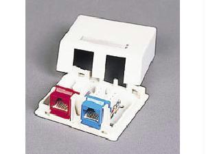 Keystone jack surface mntbox 2-port wht