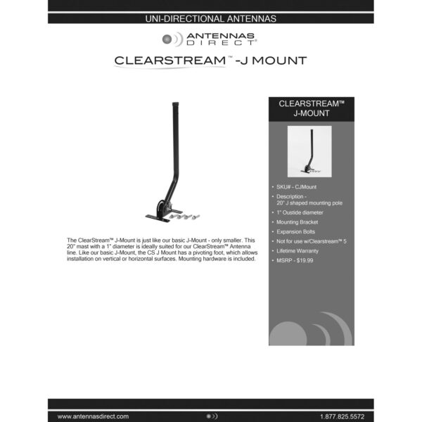 Antennas Direct CJMOUNT ClearStream J-Mount with Mounting Hardware - Image 3