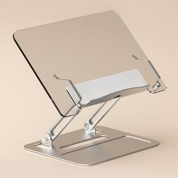 Book Stand For Reading Height Adjustable Book Holder Hands Free Folding Reading Stand Aluminium Alloy Base For Displaying Cookbook Sheet Music Laptop Silver (acrylic aluminum base) - Image 5