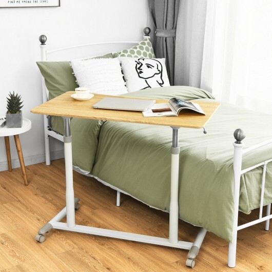 Height Adjustable Computer Desk Sit to Stand Rolling Notebook Table -Natural - Color: Natural - Image 2