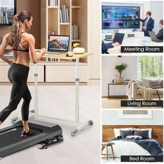 Height Adjustable Computer Desk Sit to Stand Rolling Notebook Table -Natural - Color: Natural - Image 5