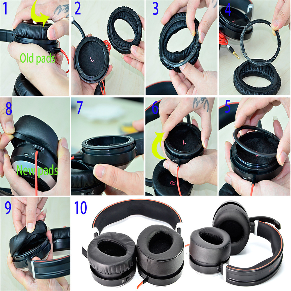 1 Pair Ear Pads Headphones Earpads Soft Foam Cushion Cover Earmuffs Compatible For Jabra Evolve 80 Uc Black - Image 7