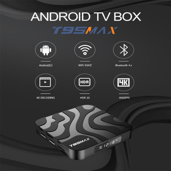 T95max Android 12 Smart Tv Box H618 2.4g 5g Wifi Bluetooth-compatible Network Set Top Box black EU Plug 4+32G - Image 4