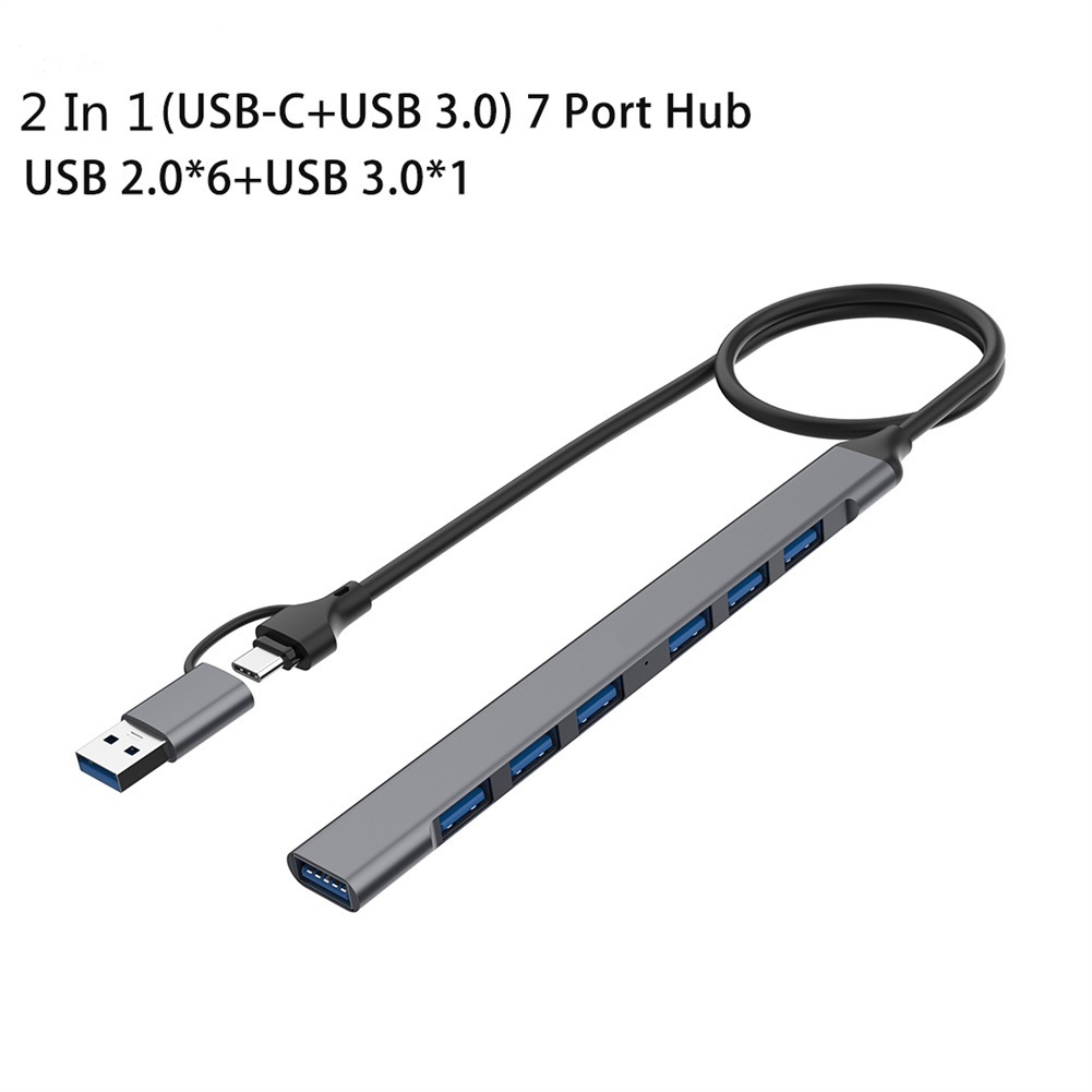Multiport Adapter 4 In 1/7 In 1 USB C Dongle With Cable Slim Data Adapter 5Gbps High Speed USB Hub For Laptop Printer 7-port USB - Image 2