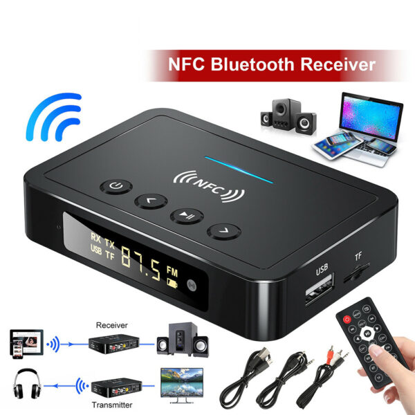 Wireless Audio Transmitter LED Digital Display Aux Rca Spdif Connection Adapter Fm Transmitter Black - Image 2