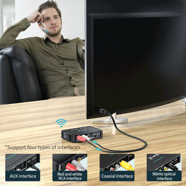 Wireless Audio Transmitter LED Digital Display Aux Rca Spdif Connection Adapter Fm Transmitter Black - Image 6