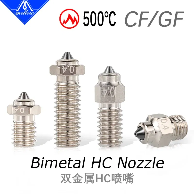Color: WHITE, Size: 0.6mm - Mellow DLC Hardened Steel & Copper Wear Resistant Bimetal HC Nozzle For V6 / Volcano /Mk8 Hotend Neptune4 K1 Nozzle 3D Printer - Image 2