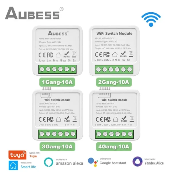 Bundle: Bundle4, Ships From: CHINA - Tuya WiFi Mini DIY Smart Switch 1/2/3/4 Gang 16/10A 2 Way Control Smart Home Automation Module Via Alexa Google Home Smart Life - Image 2