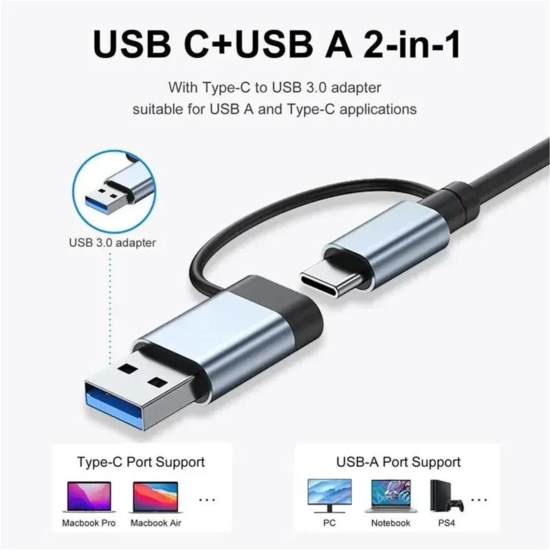 Color: Silver - USB C HUB Type C Splitter Thunderbolt 3 Docking Station Laptop Adapter With For Macbook Air M1 iPad Pro - Image 4
