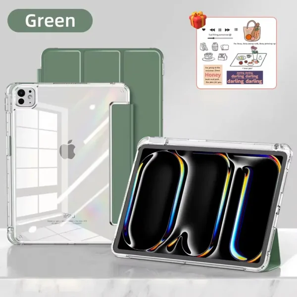 Color: green, Size: seventeen - For iPad Air 5 Case 2024 Air 6 11 iPad Pro 11 12.9 13 10 Gen 10.2 9th 8th 7th 9.7 6th 5th Mini 7 6 Smart case with pen Holder