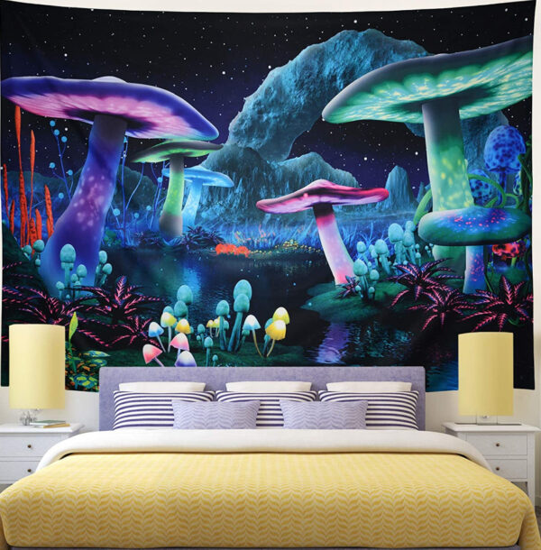 Color: 6 color, style: G - Psychedelic Mushroom Tapestry Dream Plant Wall Hanging Tapestry Nature Galaxy Space Star Sky Carpet Tapestries Wall Hanging - Image 2