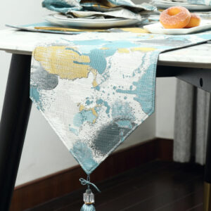 Color: Sapphire blue, Size: 30X210 - Simple Modern Embroidery Blended Restaurant Table Runner Home Textile Decoration