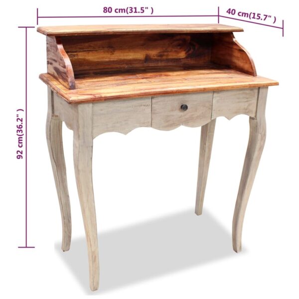 Writing Desk Mahogany, Grey Solid mahogany wood - Image 5