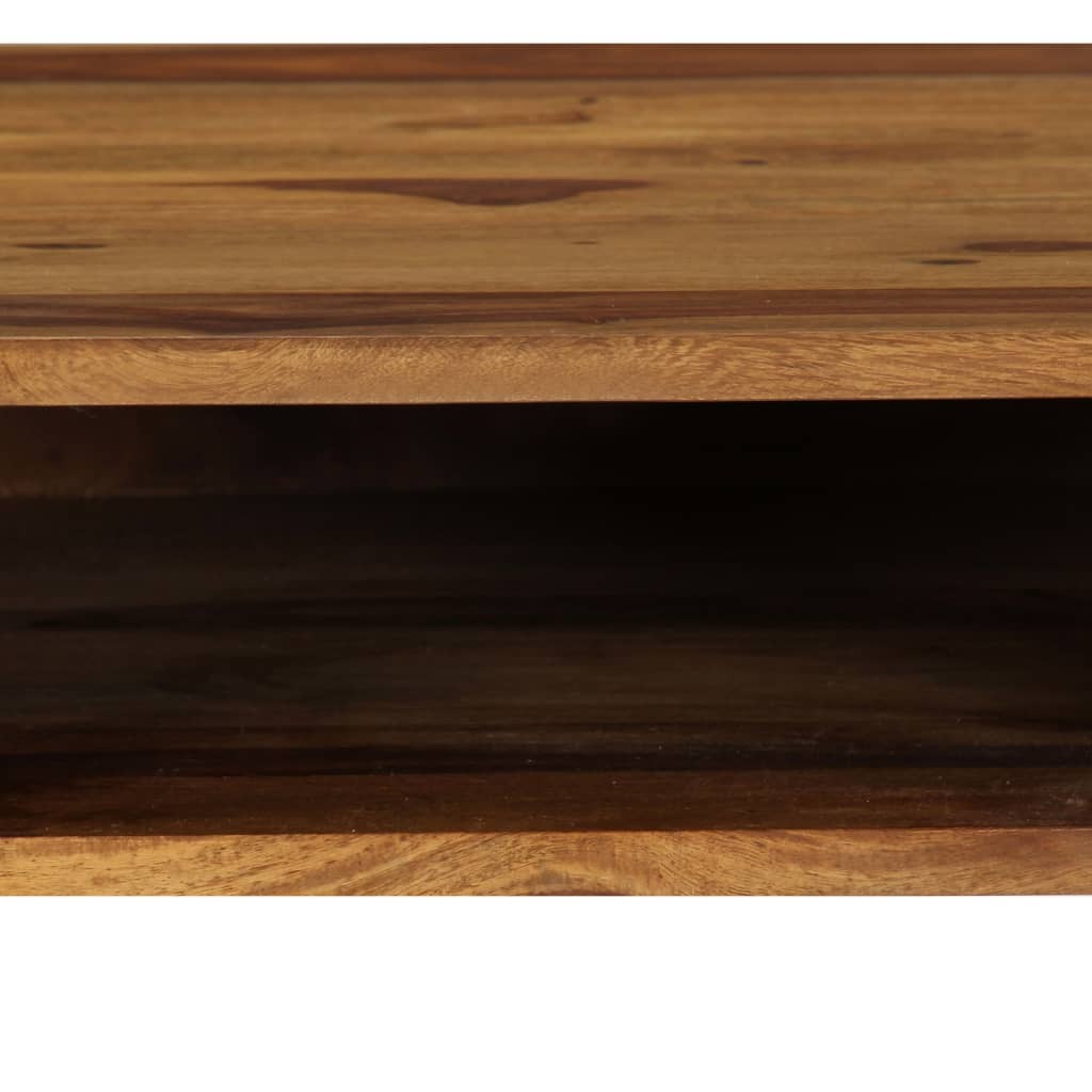 Writing Desk Brown and White Solid Acacia Wood - Image 7