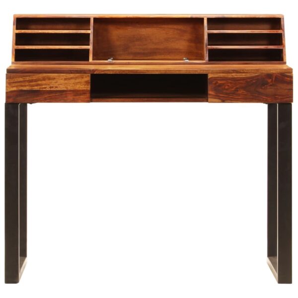Desk Natural Wood Solid Acacia Wood and Powder Coated Steel - Image 4