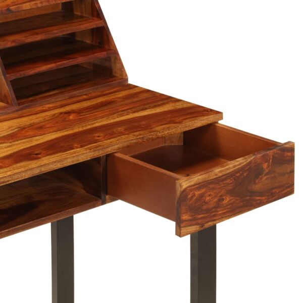 Desk Natural Wood Solid Acacia Wood and Powder Coated Steel - Image 7
