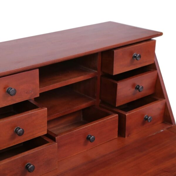 Secretary Desk Brown Solid mahogany wood 30.7 x 16.5 x 40.6 in - Image 5