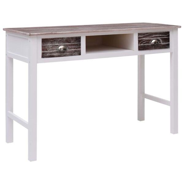 Desk Brown and White Paulownia Wood and Poplar Wood