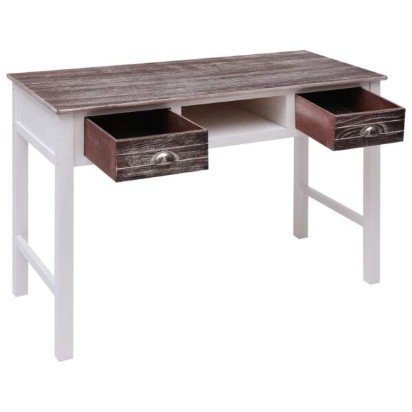 Desk Brown and White Paulownia Wood and Poplar Wood - Image 2