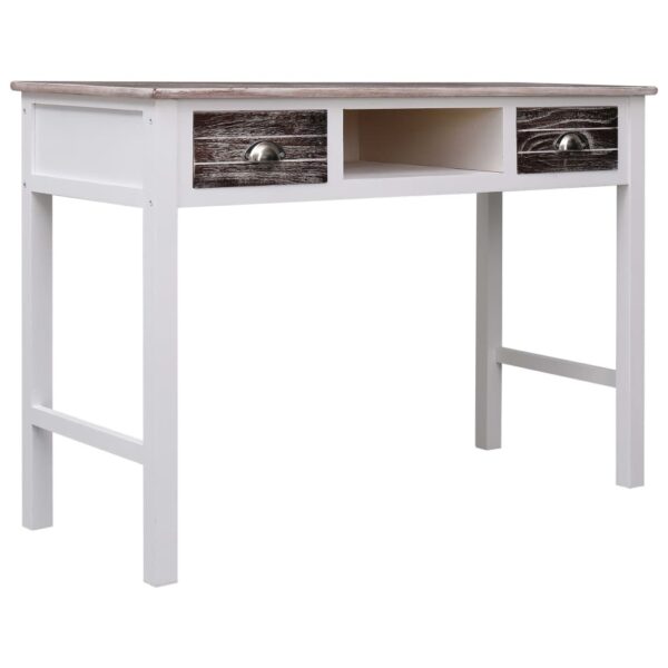 Desk Brown and White Paulownia Wood and Poplar Wood - Image 7