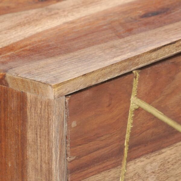 Writing Desk Natural and brass Solid Acacia wood - Image 5