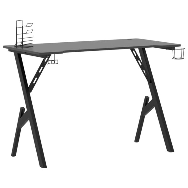 Gaming Desk Black Engineered wood, iron Medium Ergonomic - Image 2