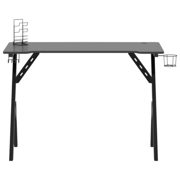 Gaming Desk Black Engineered wood, iron Medium Ergonomic - Image 3