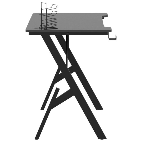 Gaming Desk Black Engineered wood, iron Medium Ergonomic - Image 4