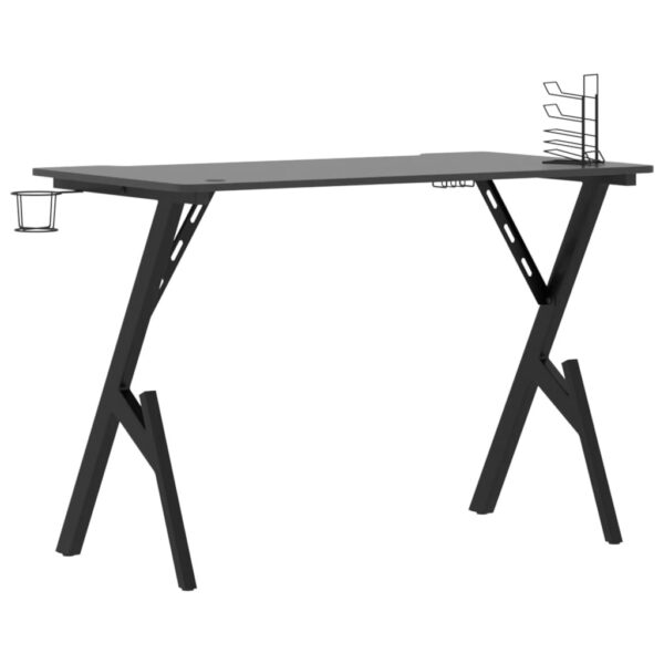 Gaming Desk Black Engineered wood, iron Medium Ergonomic - Image 5