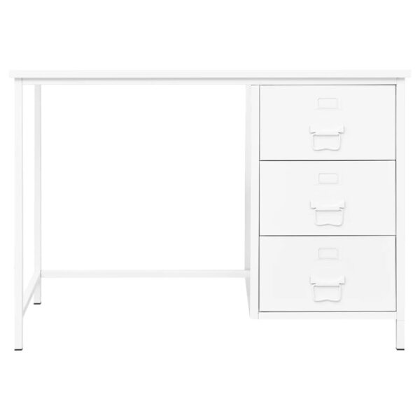 Desk White Steel Medium Desk Rectangular Industrial - Image 2