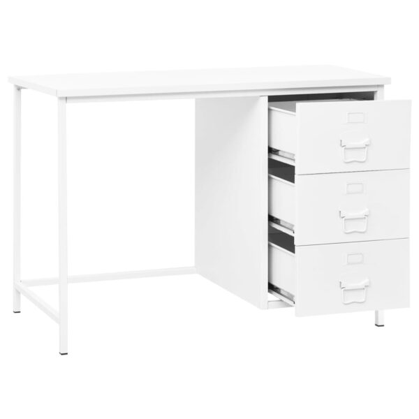 Desk White Steel Medium Desk Rectangular Industrial - Image 3