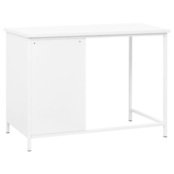 Desk White Steel Medium Desk Rectangular Industrial - Image 5