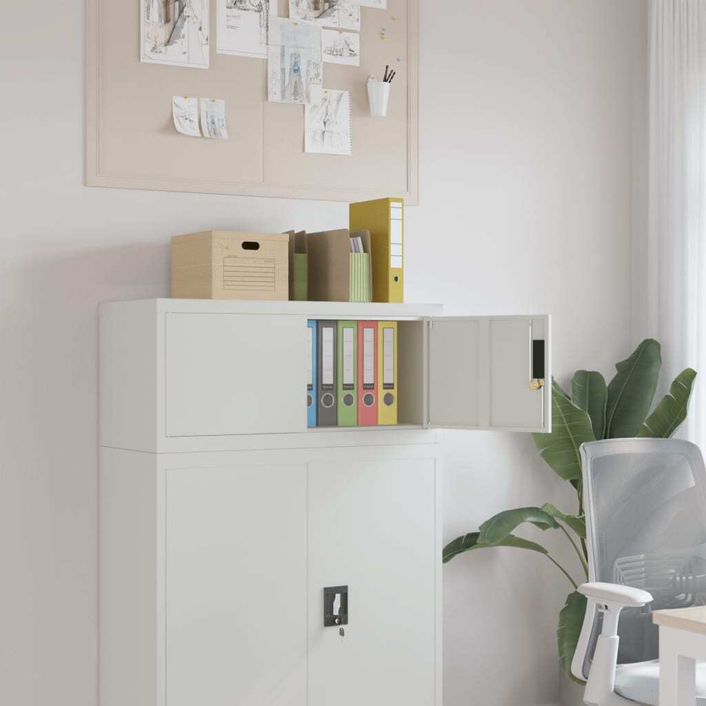 File Cabinet Light Grey Powder-coated Steel Medium Locks