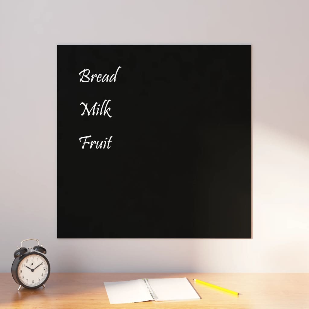 Wall-mounted Magnetic Board Black 23.6"x23.6"Tempered Glass