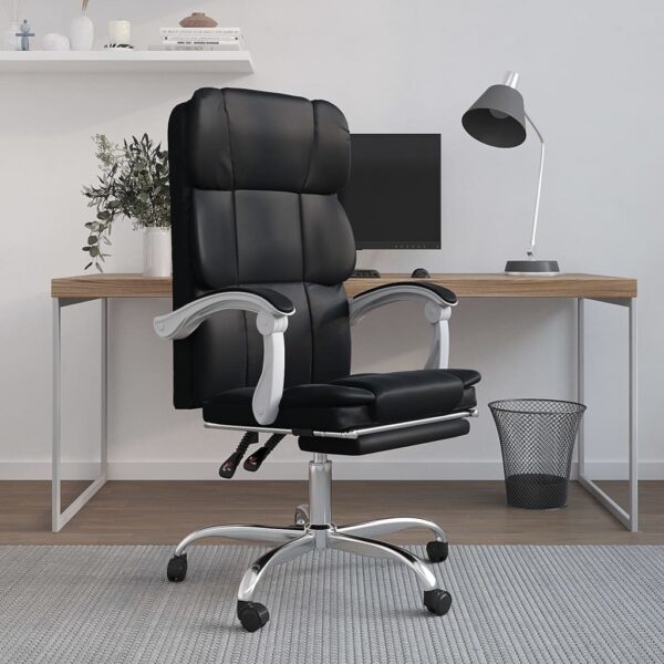 Reclining Office Chair Black Faux leather, metal, plywood, foam
