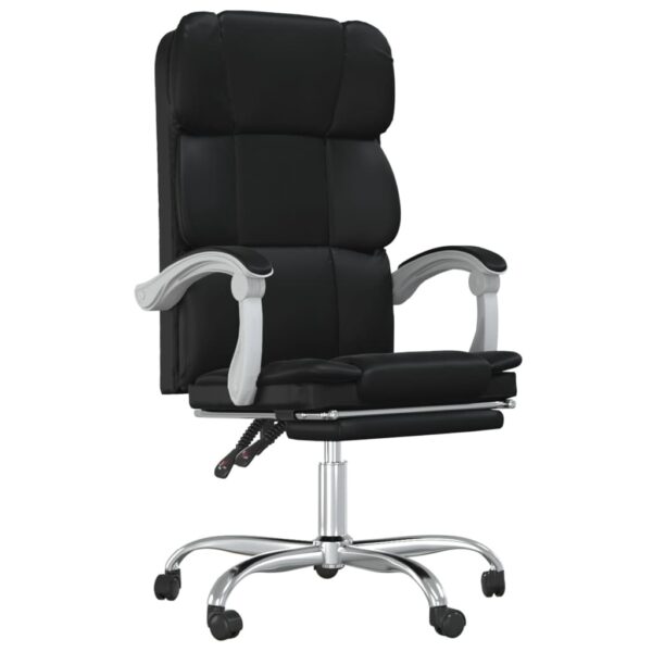Reclining Office Chair Black Faux leather, metal, plywood, foam - Image 2