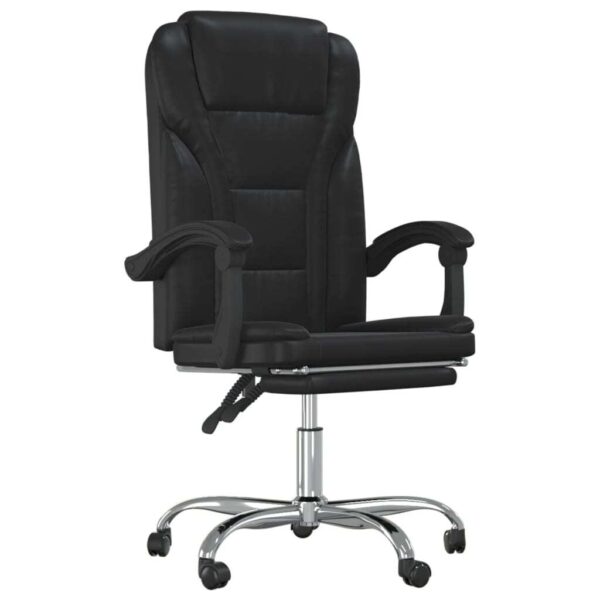 Reclining Office Chair Black Faux leather, metal, plywood - Image 2