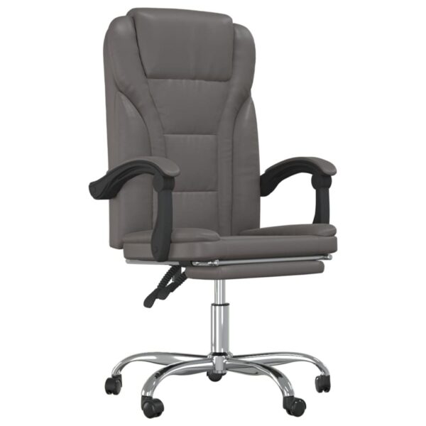 Reclining Office Chair Grey Faux leather, metal, plywood, foam - Image 2