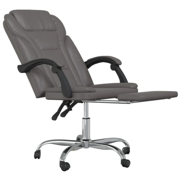 Reclining Office Chair Grey Faux leather, metal, plywood, foam - Image 6