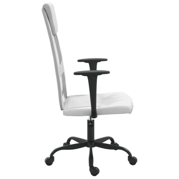 Office Chair White Mesh Fabric, Faux Leather, Metal, Plywood - Image 4