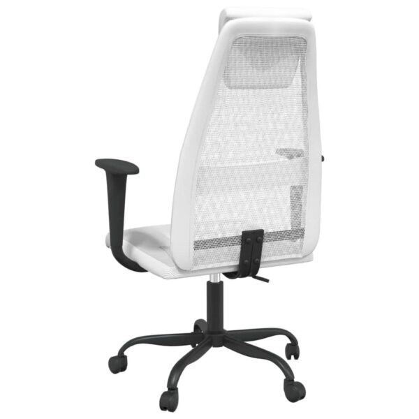 Office Chair White Mesh Fabric, Faux Leather, Metal, Plywood - Image 5