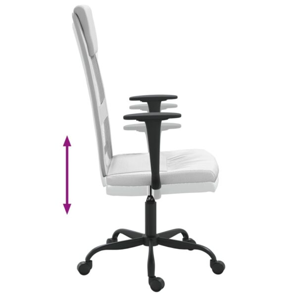 Office Chair White Mesh Fabric, Faux Leather, Metal, Plywood - Image 6