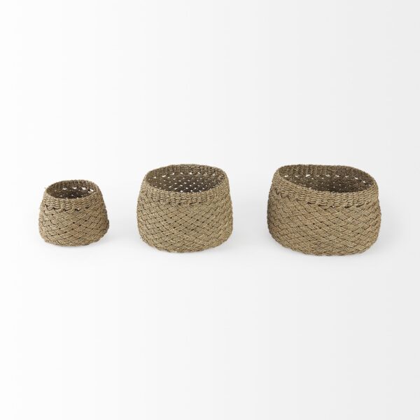 Set of Three 15" Brown Wicker Desk Organizer - Image 3