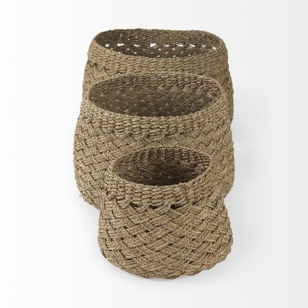 Set of Three 15" Brown Wicker Desk Organizer - Image 4
