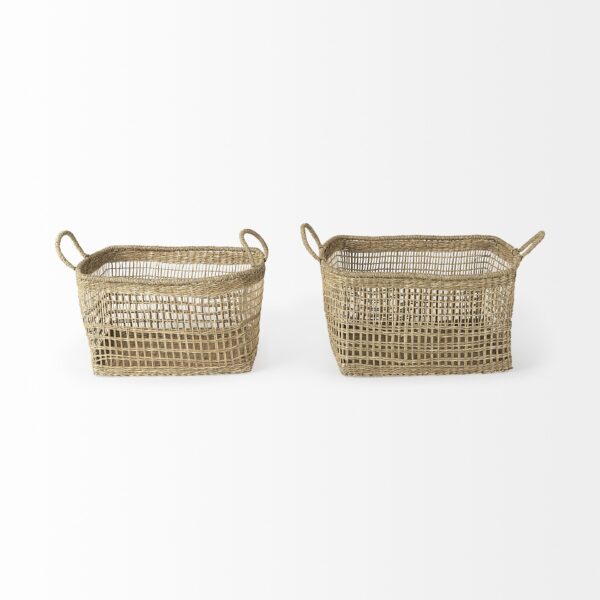Set Of Two Brown Wicker Storage Baskets - Image 3