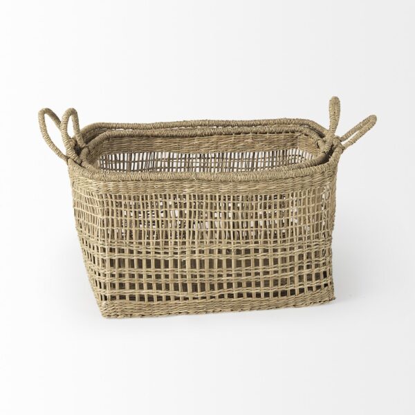 Set Of Two Brown Wicker Storage Baskets - Image 5