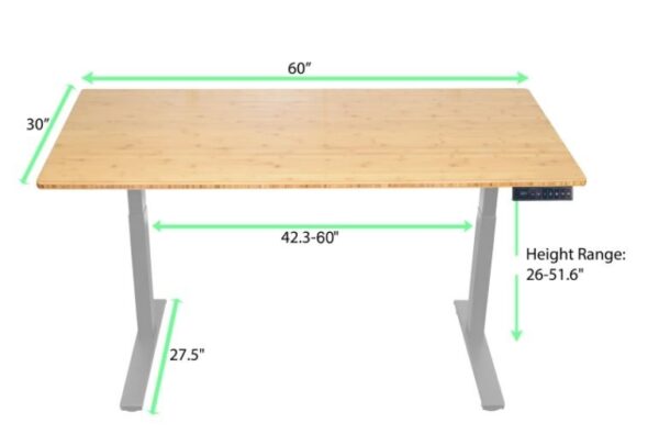 30" Adjustable Brown and Gray Stainless Steel Computer Desk - Image 4