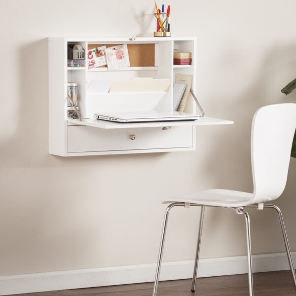 26" White Wall Mounted Floating Desk - Image 2